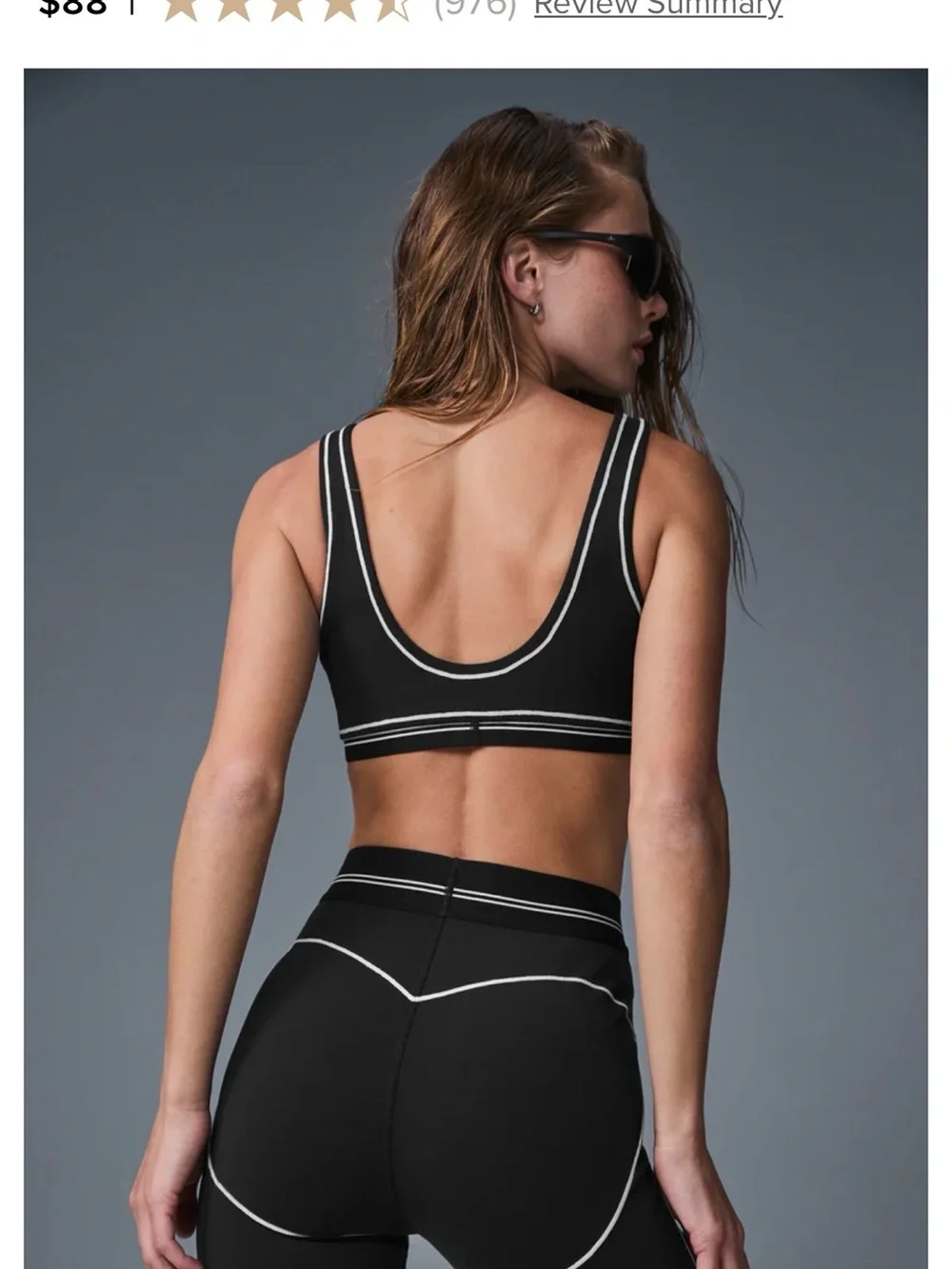 Alo Yoga Black Airbrush Heart Throb Sports Bra